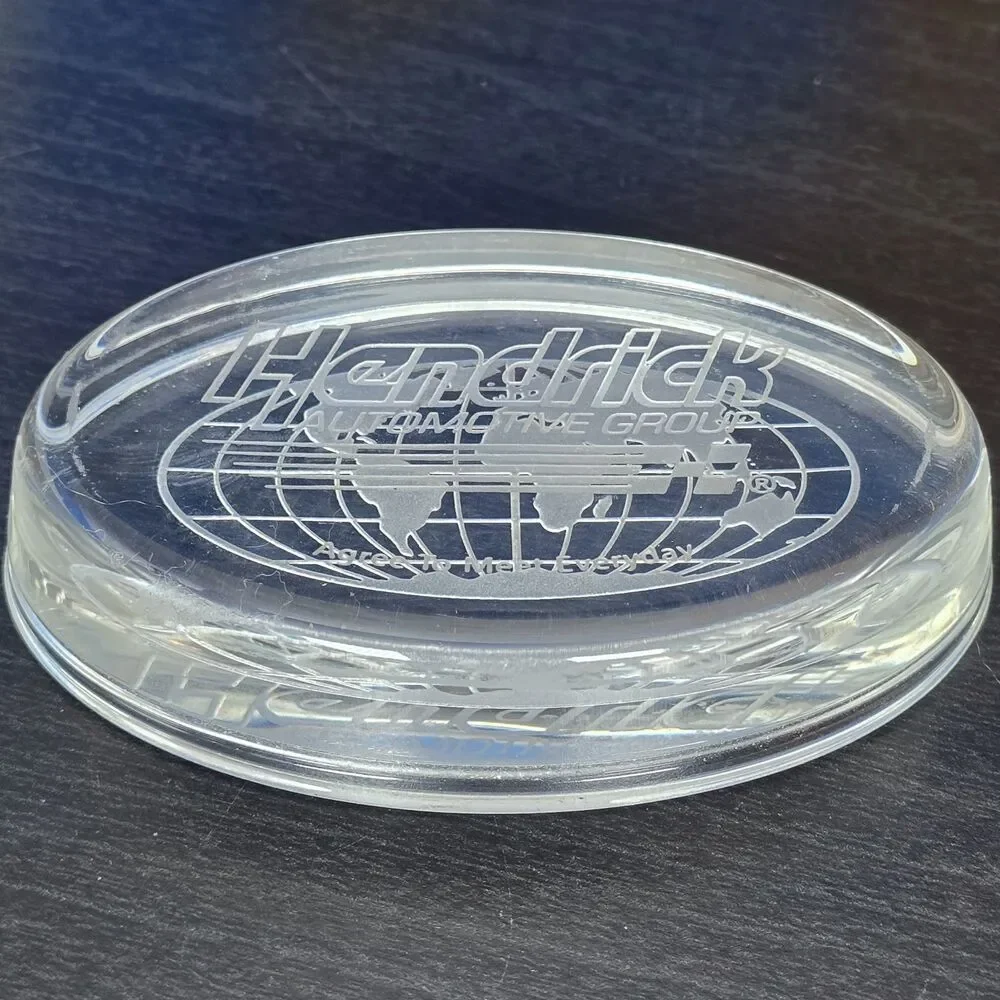 Hendricks Branded Glass Paperweight World Map Oblong 4x3x1